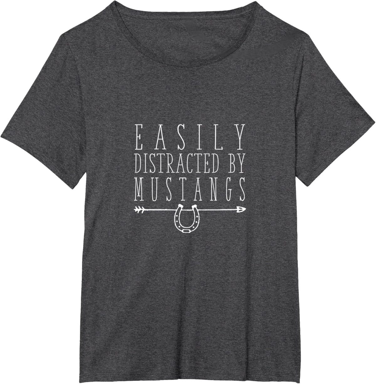 Funny Easily distracted by mustangs horse breed lover gift T-Shirt - Dark Heather Grey