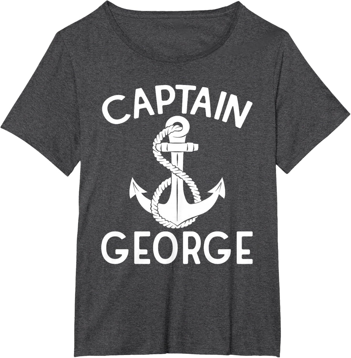 Captain George Boating Yacht Boat Ship Anchor T-Shirt - Dark Heather Grey