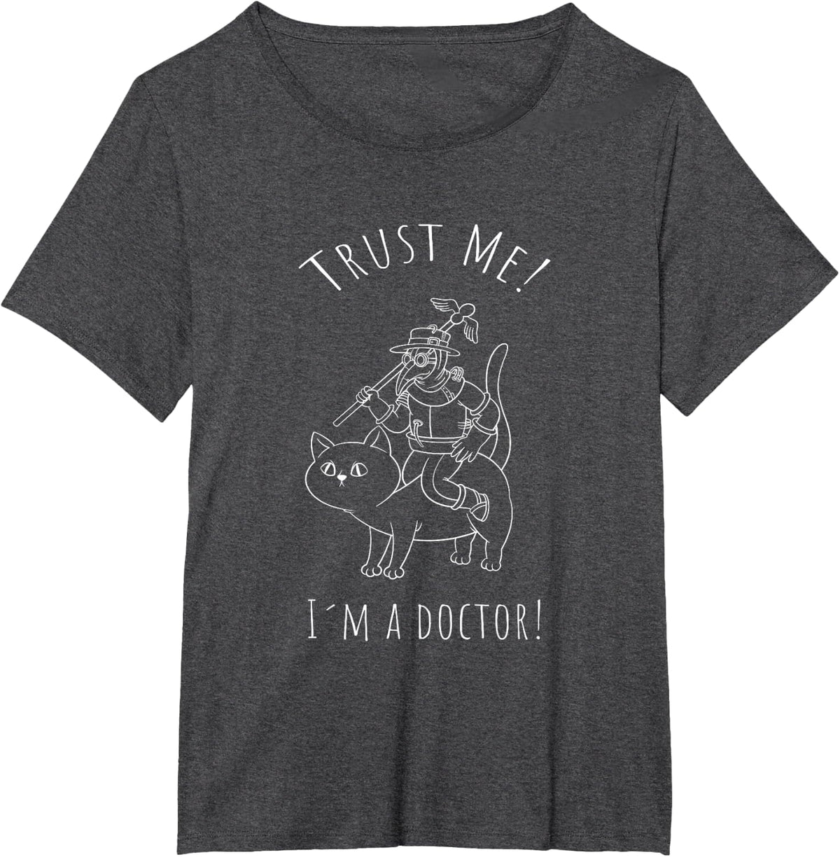 Steampunk Trust me, I'm a Doctor Cat Plague Doctor T-Shirt - Dark Heather Grey