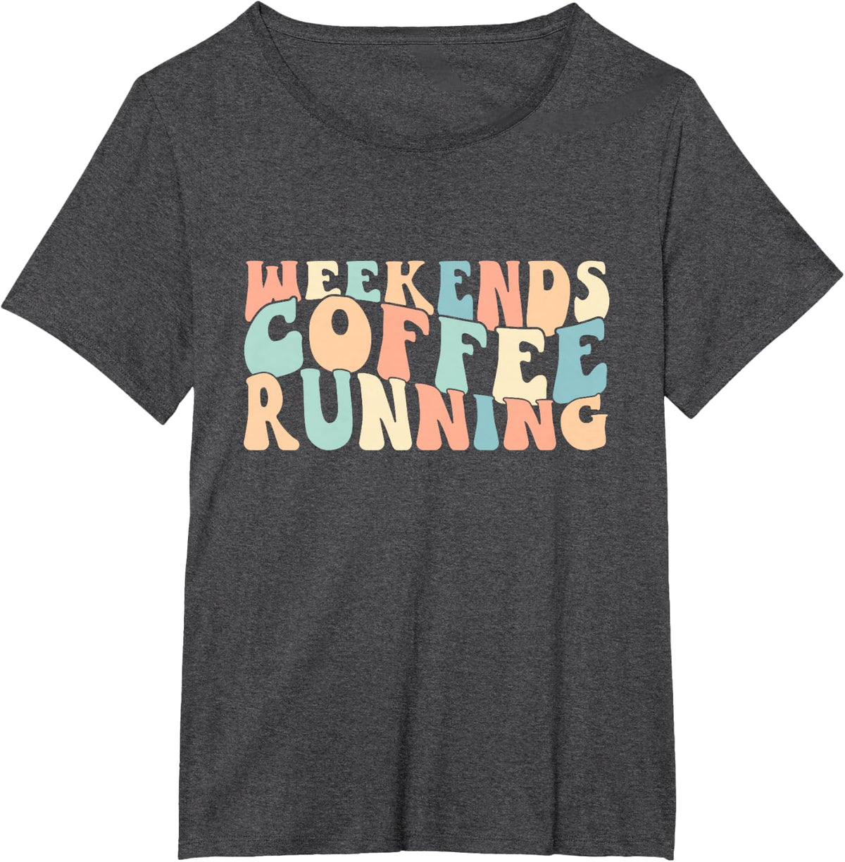 Groovy Retro Weekends Coffee Running Vintage Runner T-Shirt - Dark Heather Grey