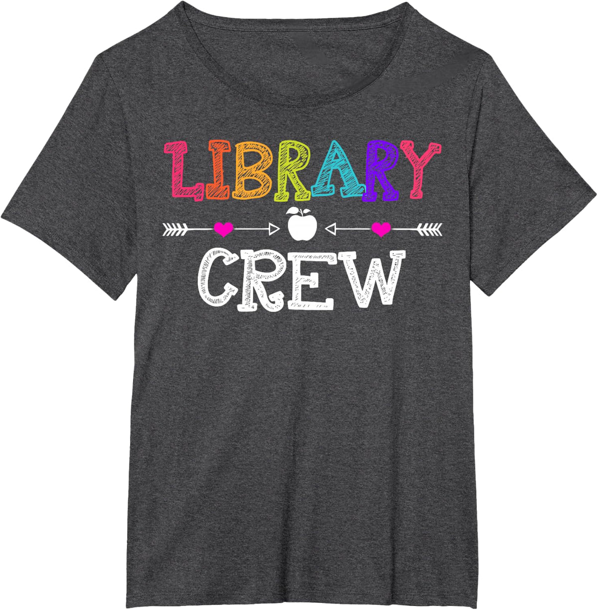 Library Crew Teacher Funny First Day of School T-Shirt - Dark Heather Grey