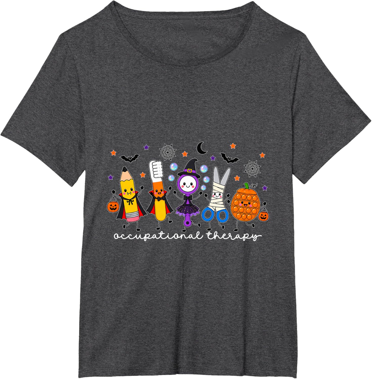 OT Occupational Therapy Halloween Retro Ghost OT Halloween T-Shirt - Dark Heather Grey