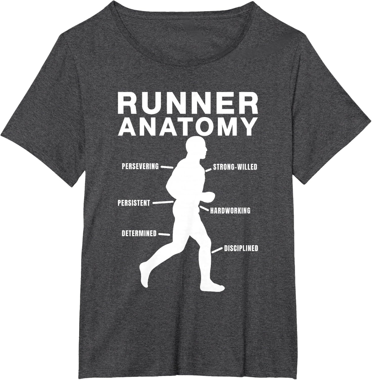 Marathon Runner Anatomy Running T-Shirt - Dark Heather Grey
