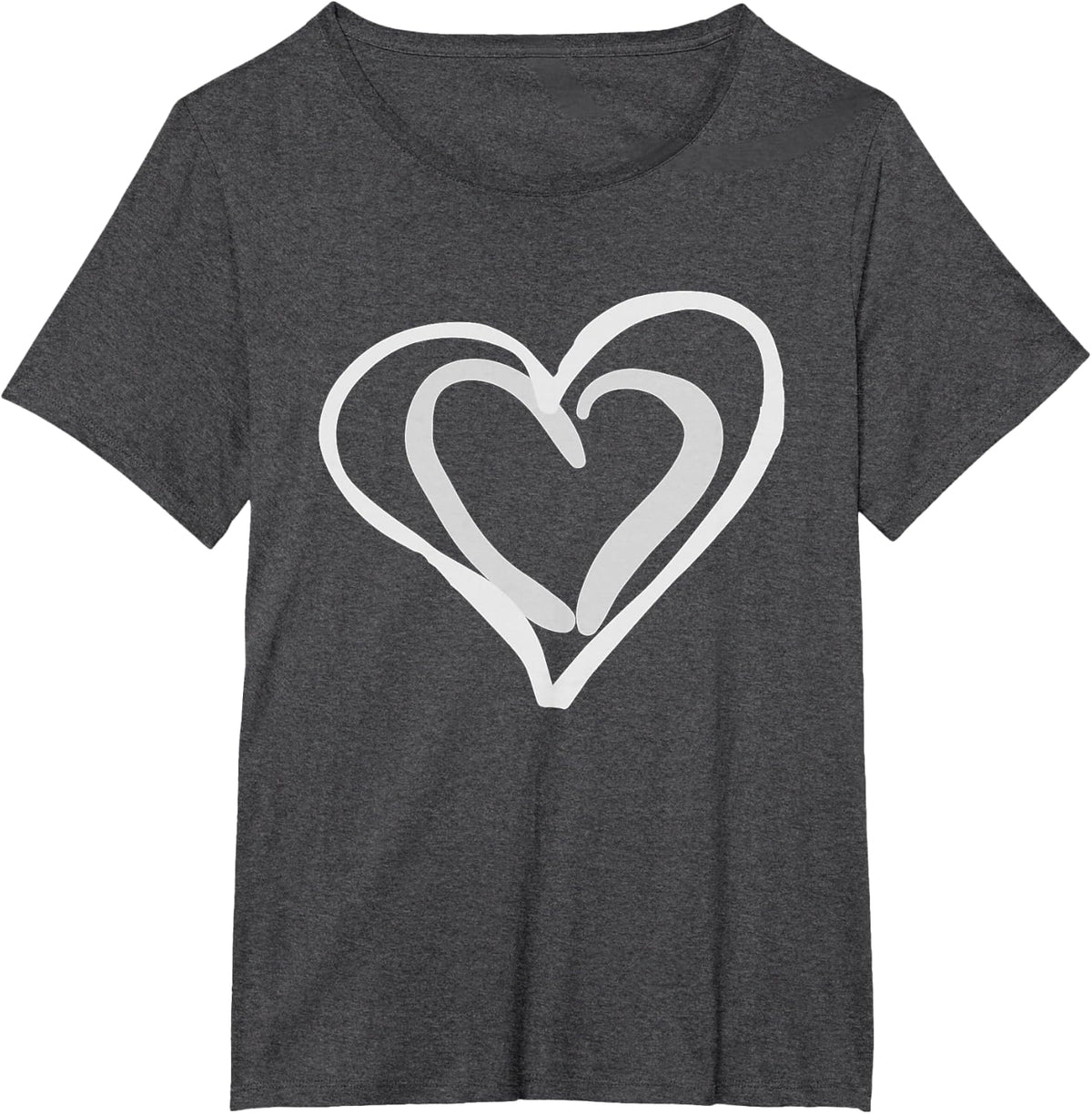 Double Heart, Valentine Hearts, Double Valentine T-Shirt - Dark Heather Grey