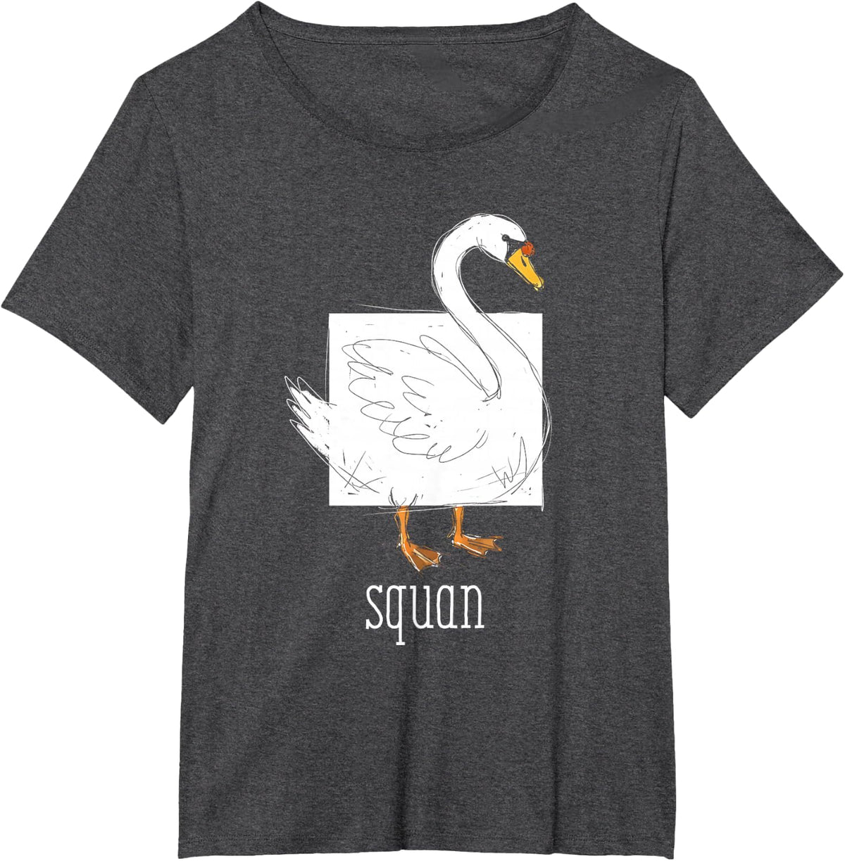 Square Swan Pun Squan Geometry Bird Math Wordplay Humor T-Shirt - Dark Heather Grey