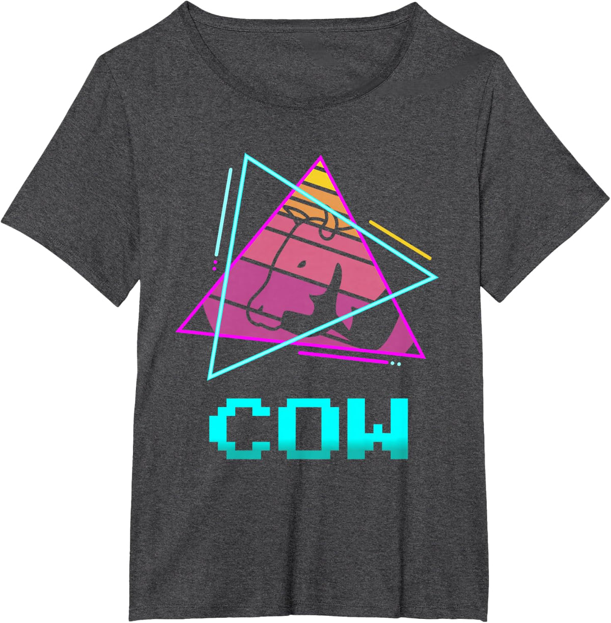 Retro Cow Cows Lover T-Shirt - Dark Heather Grey