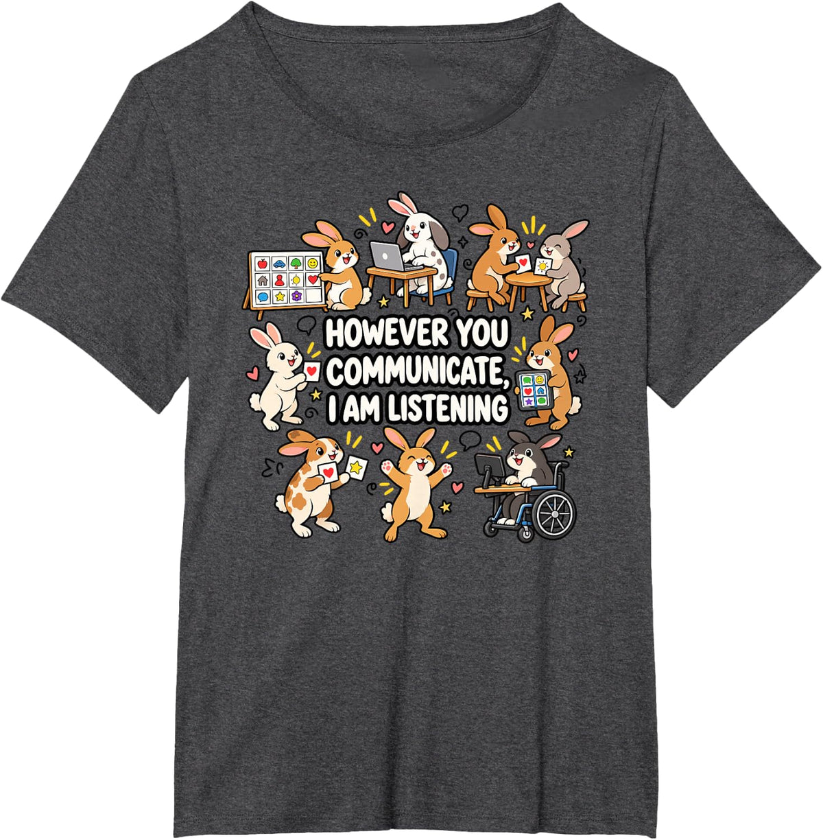 Neurodiversity Communication Listening SLP Special Education T-Shirt - Dark Heather Grey
