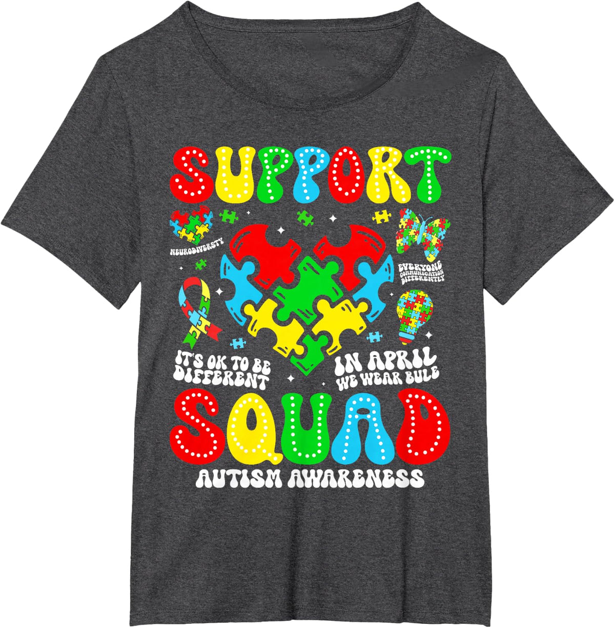 Family Autism Support Autism Awareness Squad Sped Teacher T-Shirt - Dark Heather Grey