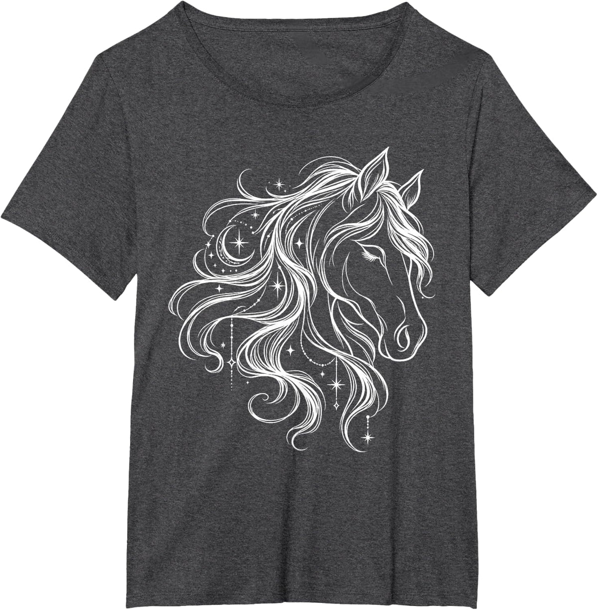 Horse Lover Line Art Equestrian Minimalist T-Shirt - Dark Heather Grey