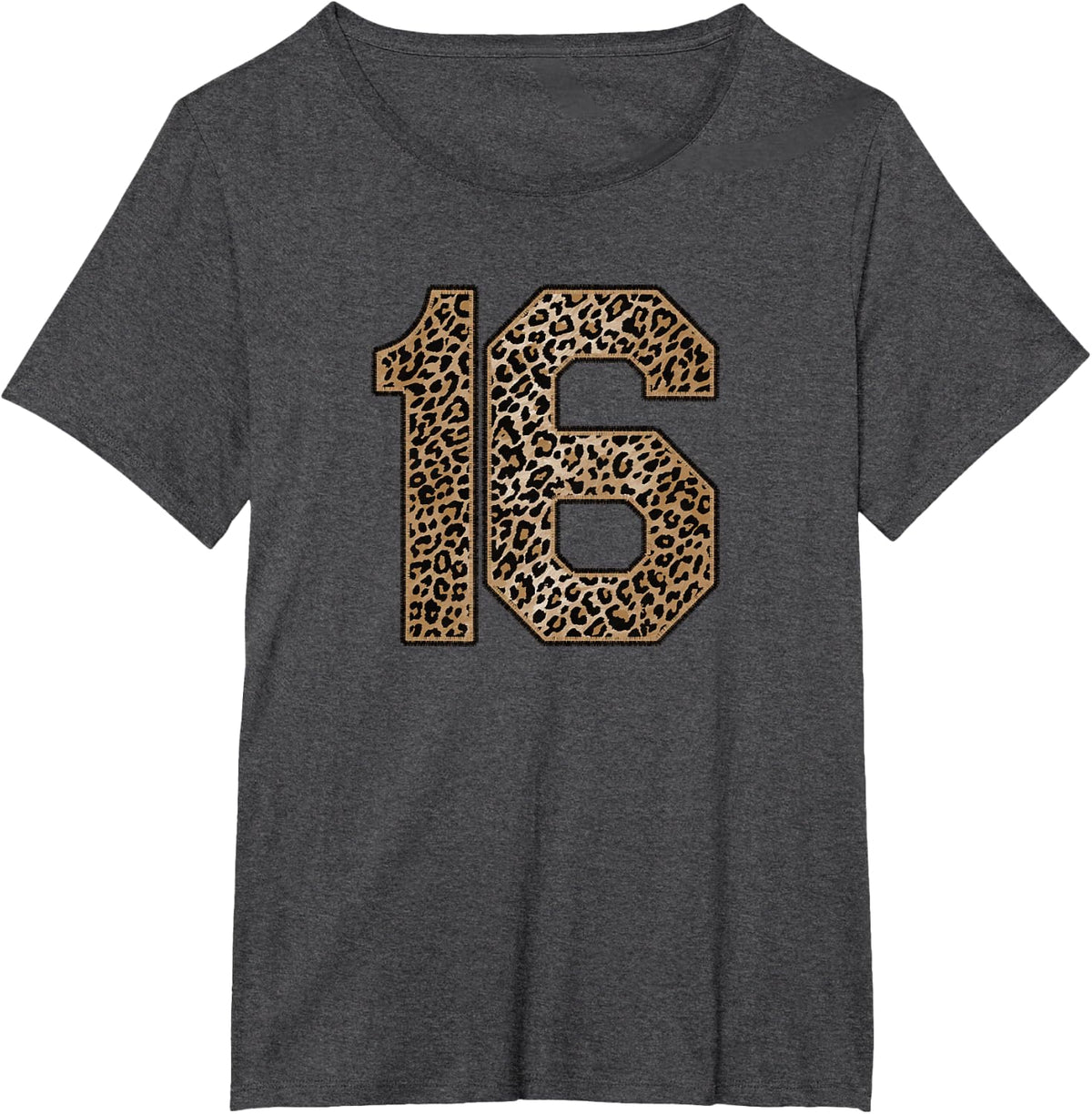 Leopard Number 16 Athlete Sports Jersey Supporter Fanwear T-Shirt - Dark Heather Grey