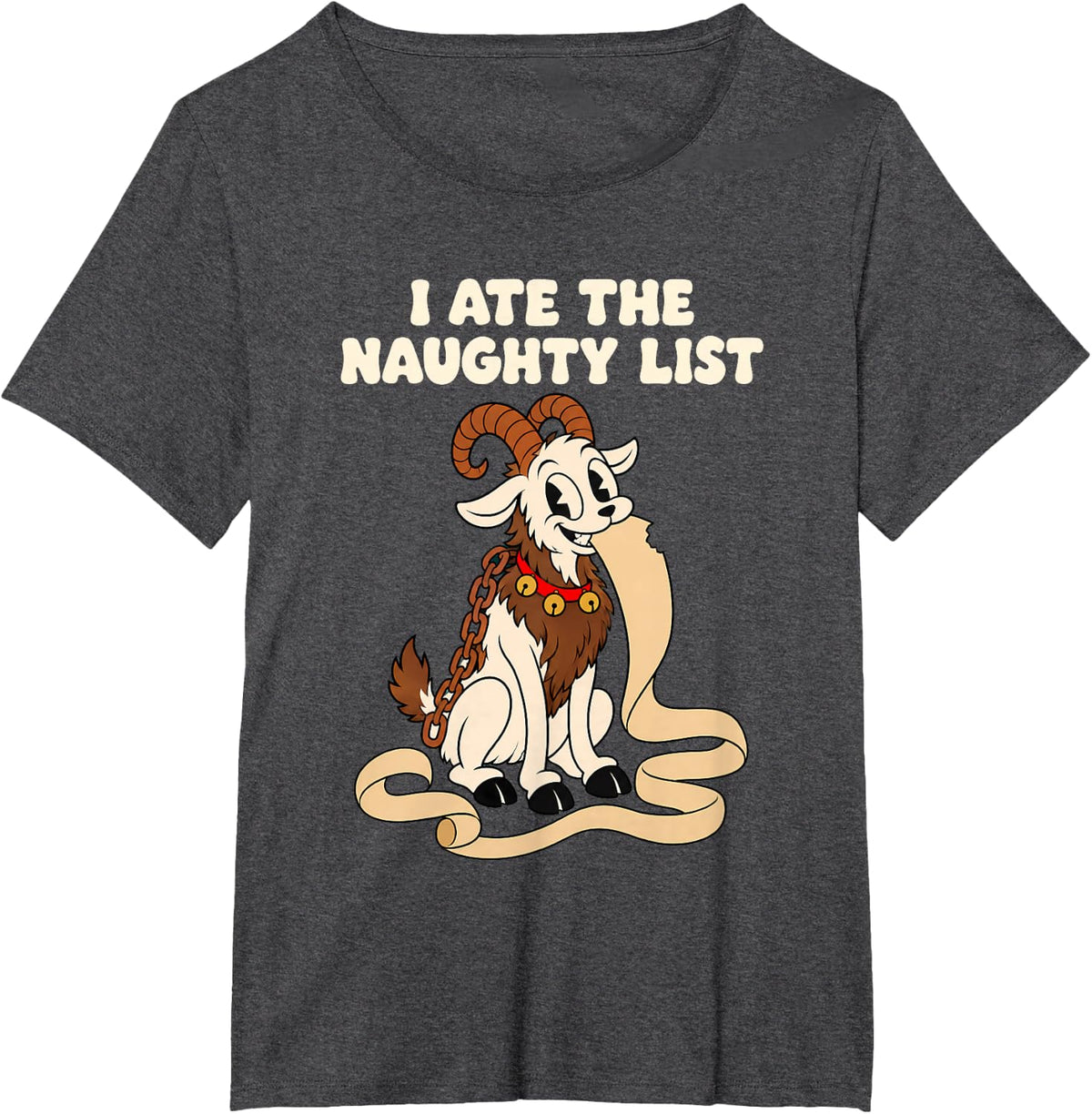 I Ate Santas Naughty List Funny Goat Christmas Krampus Humor T-Shirt - Dark Heather Grey