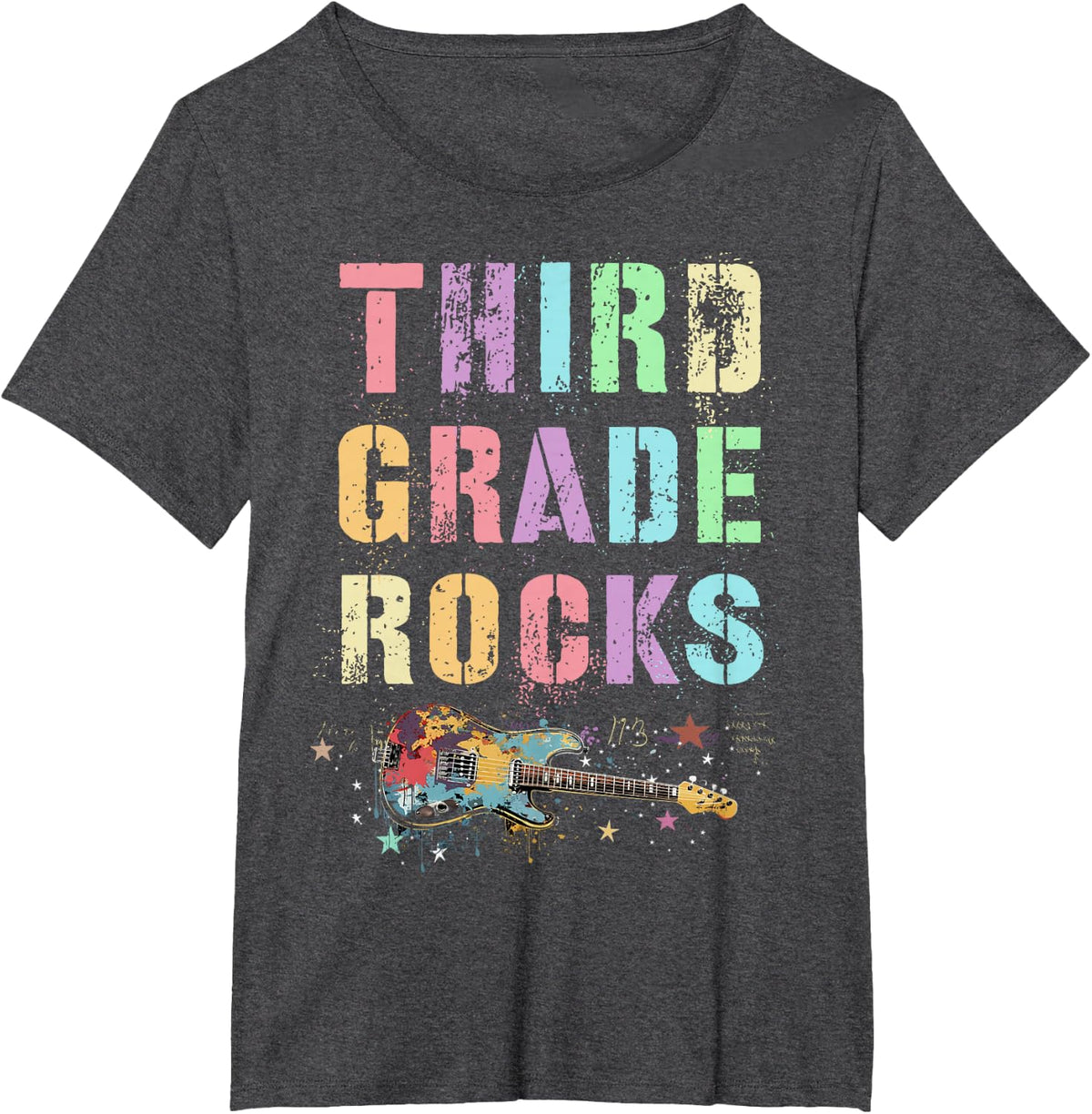 Cute THIRD GRADE ROCKS Teacher In My 3rd Grader Rockin' T-Shirt - Dark Heather Grey