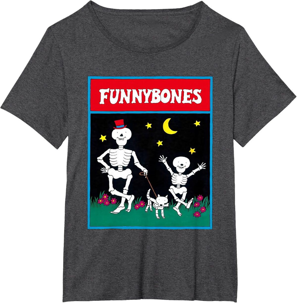 Skeleton Funnybones Childrens Book T-Shirt - Dark Heather Grey