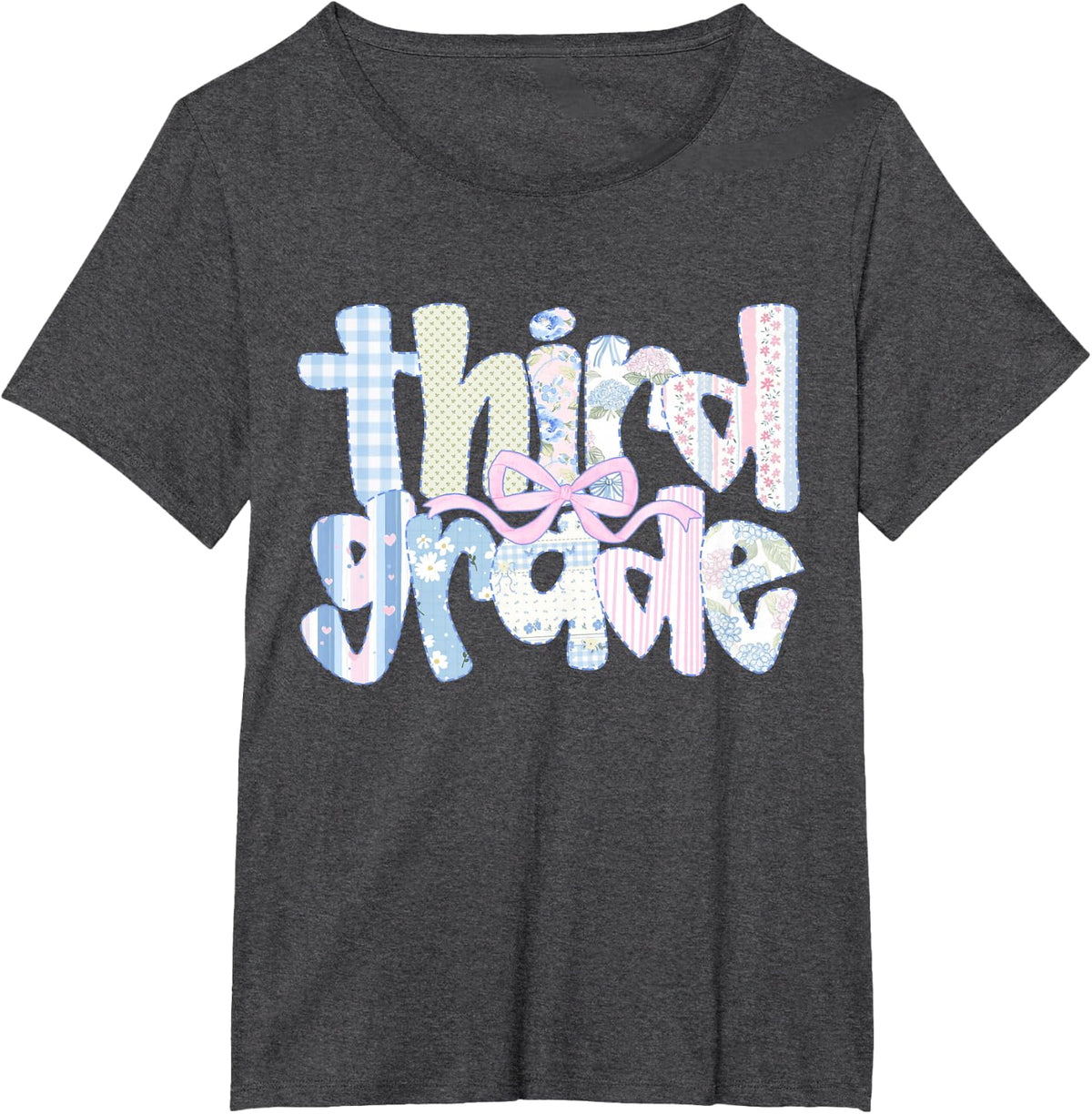 Floral Third Grade Coquette Bow 3rd Grade Teacher Girl Kid T-Shirt - Dark Heather Grey