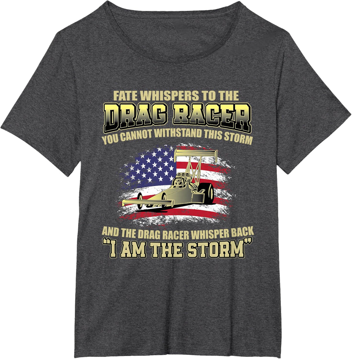 American Drag Racing USA Flag Muscle Car Dragster T-Shirt - Dark Heather Grey