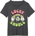 Lucky Ghouls St Patricks Day Spooky Ghost Charm T-Shirt - Dark Heather Grey