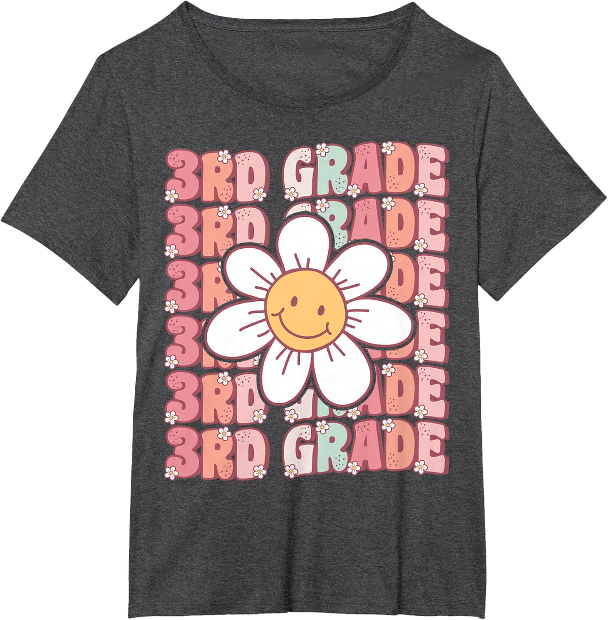 70s Groovy 3rd Grade Back To School First Day of Third Grade T-Shirt - Dark Heather Grey