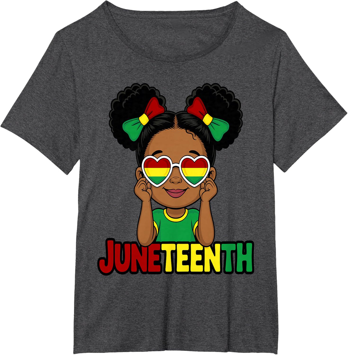 Juneteenth Black American African Girl 19th Kids T-Shirt - Dark Heather Grey