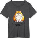 Pleasantly Plump Chubby Kitten Funny Cat Joke Saying T-Shirt - Dark Heather Grey