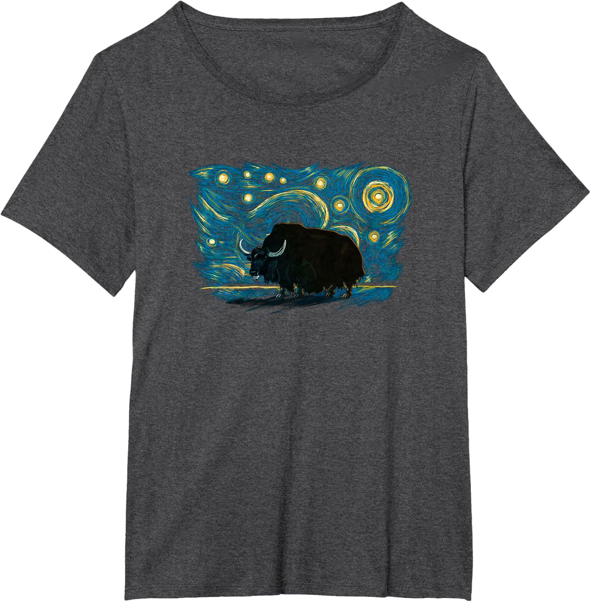 Retro Vintage Yak T-Shirt - Dark Heather Grey