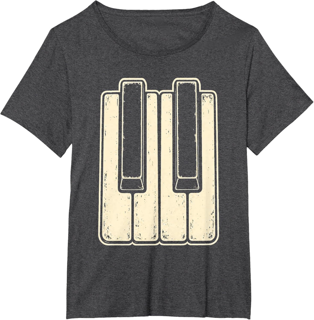 Music Teacher Piano Keys Vintage Elementary School Art T-Shirt - Dark Heather Grey