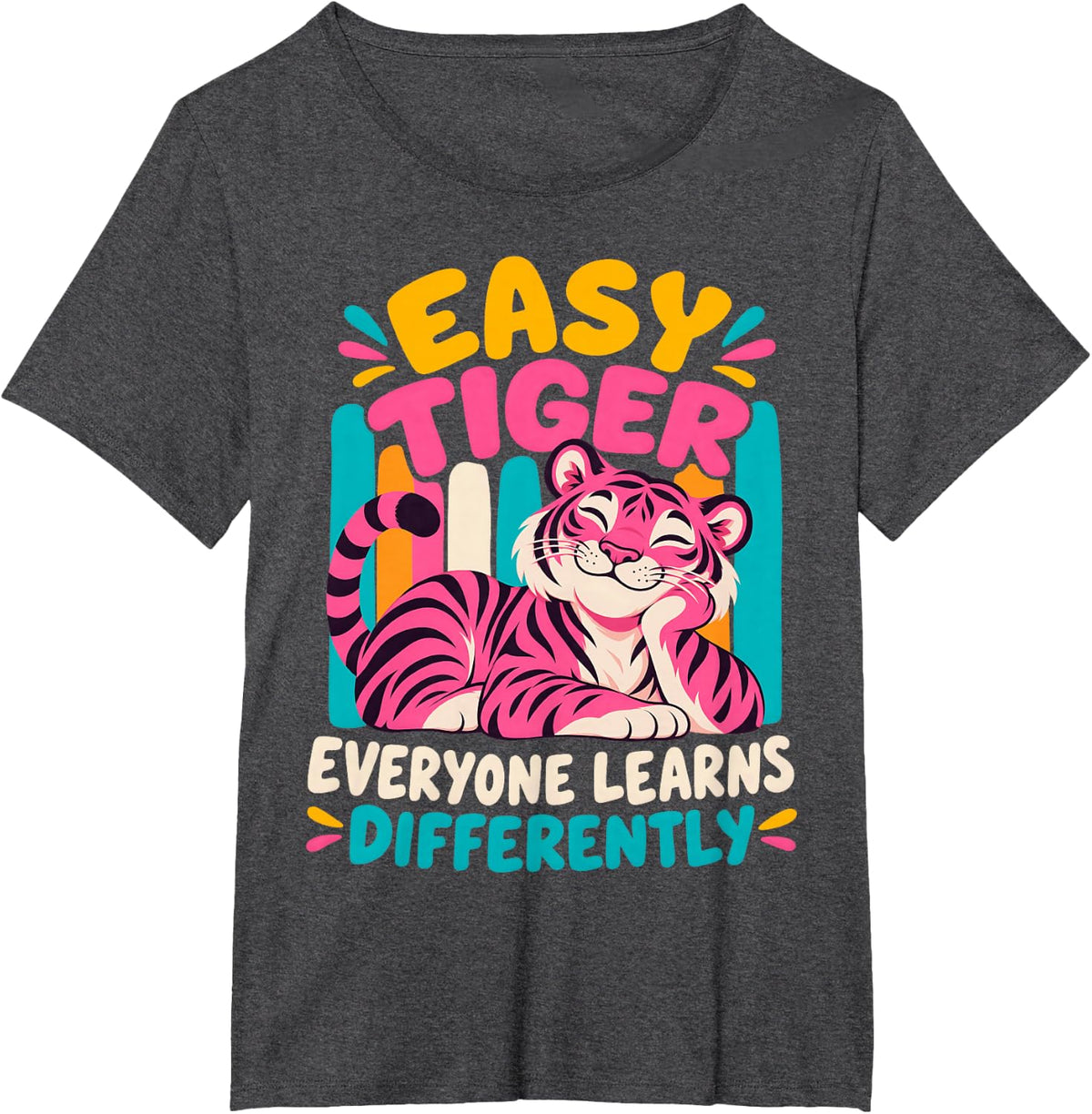 Easy Tiger Everyone Learns Differently Special Education T-Shirt - Dark Heather Grey