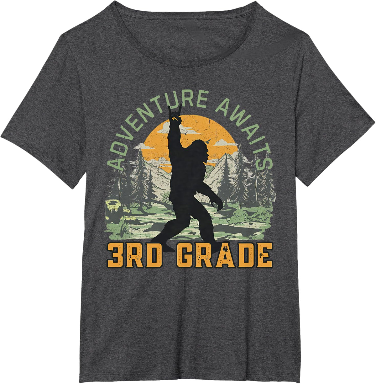 3Rd Grade Adventure Awaits Bigfoot Teacher Back to School T-Shirt - Dark Heather Grey