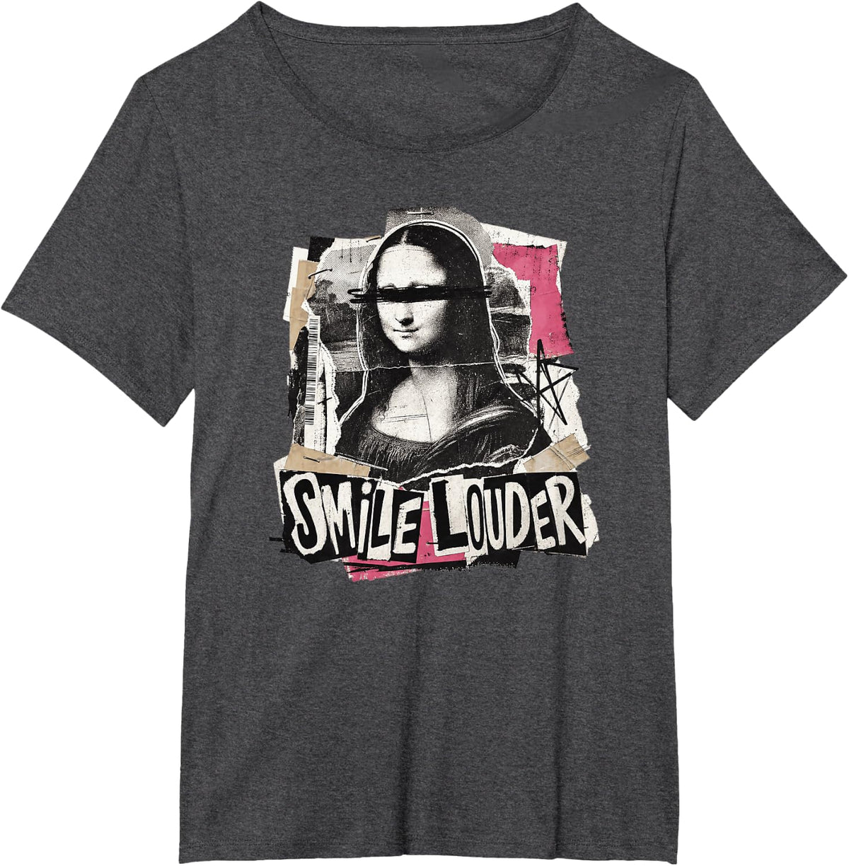 Smile Louder Mona Y2K Aesthetic Streetwear Art Men Women T-Shirt - Dark Heather Grey