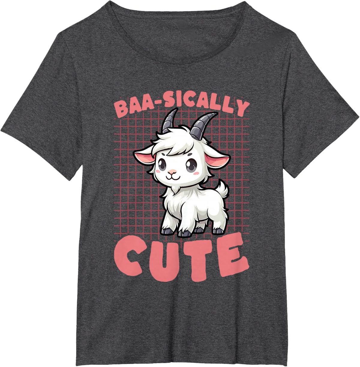 Baa-sically Cute Baby Goat Pun Animal Lover T-Shirt - Dark Heather Grey