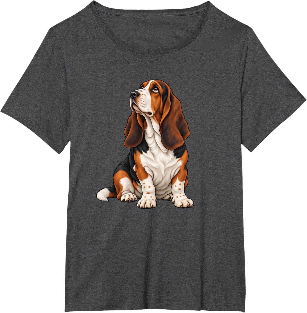 Cute Womens Girls Moms Love Sitting Basset Hound Dog Lover T-Shirt - Dark Heather Grey