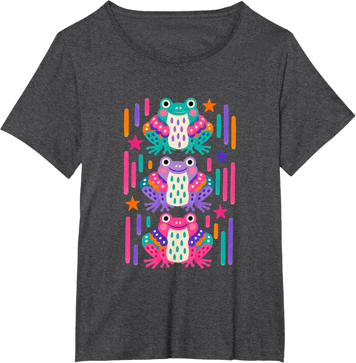 Kawaii Retro Stars T-Shirt - Dark Heather Grey