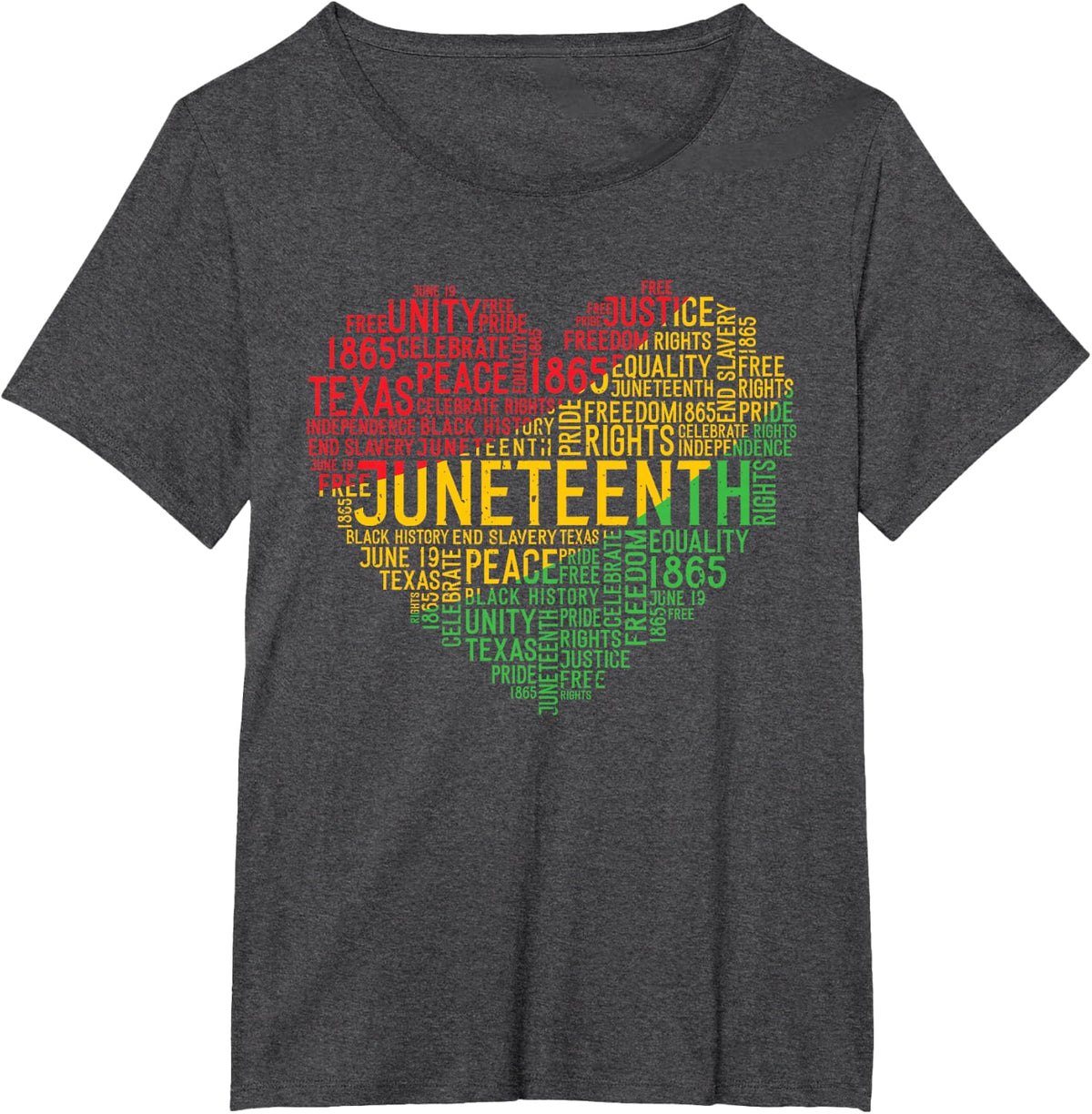 Juneteenth Heart Black History Afro American African Freedom T-Shirt - Dark Heather Grey