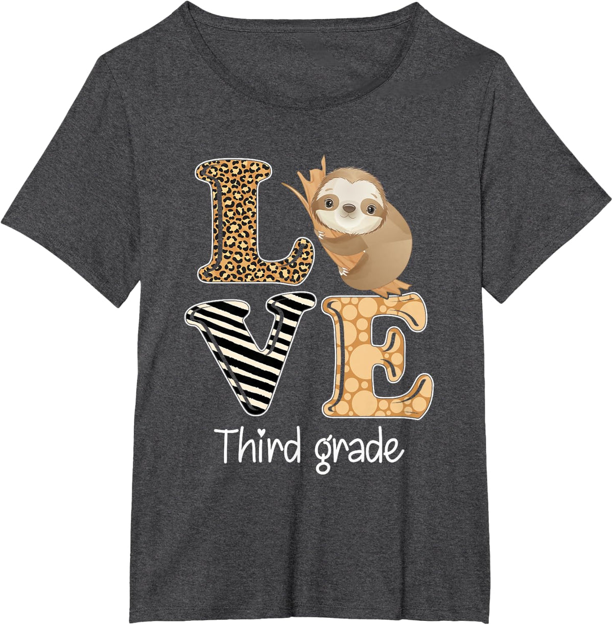 Love Third Grade Sloth 3rd Grade Teacher Back To School T-Shirt - Dark Heather Grey