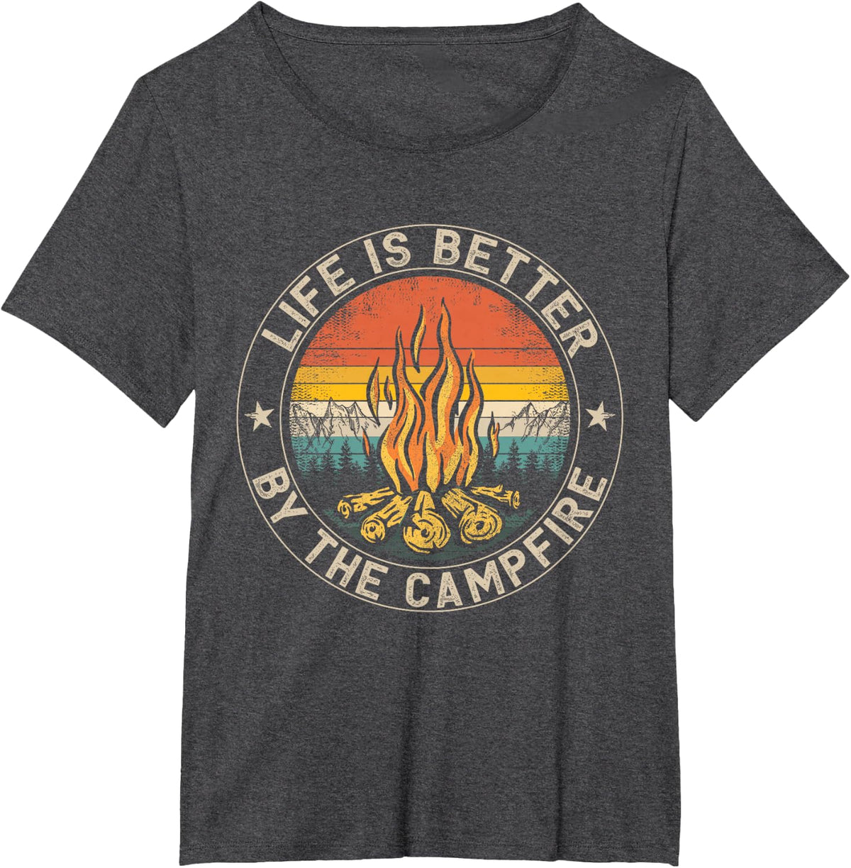 Life Is Better By The Campfire Camping Shirt T-Shirt Tee Men Women Kids - Dark Heather Grey