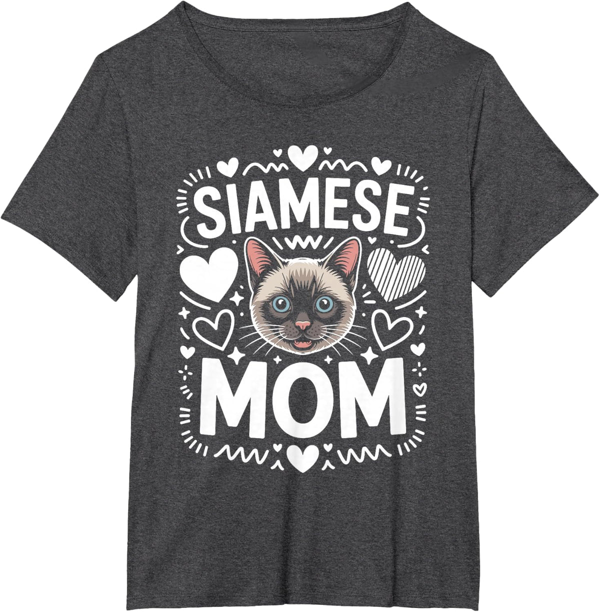Siamese Mom Cat T-Shirt - Dark Heather Grey