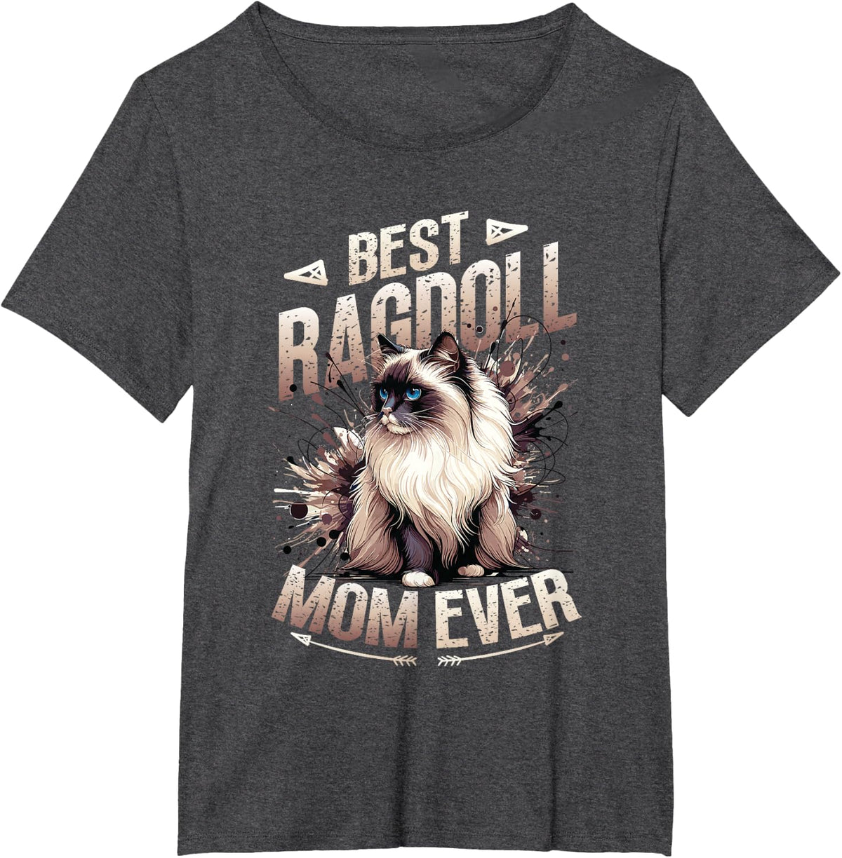 Ragdoll Cat Mom Kitten Themed Cat Lover Meow Ragdoll T-Shirt - Dark Heather Grey