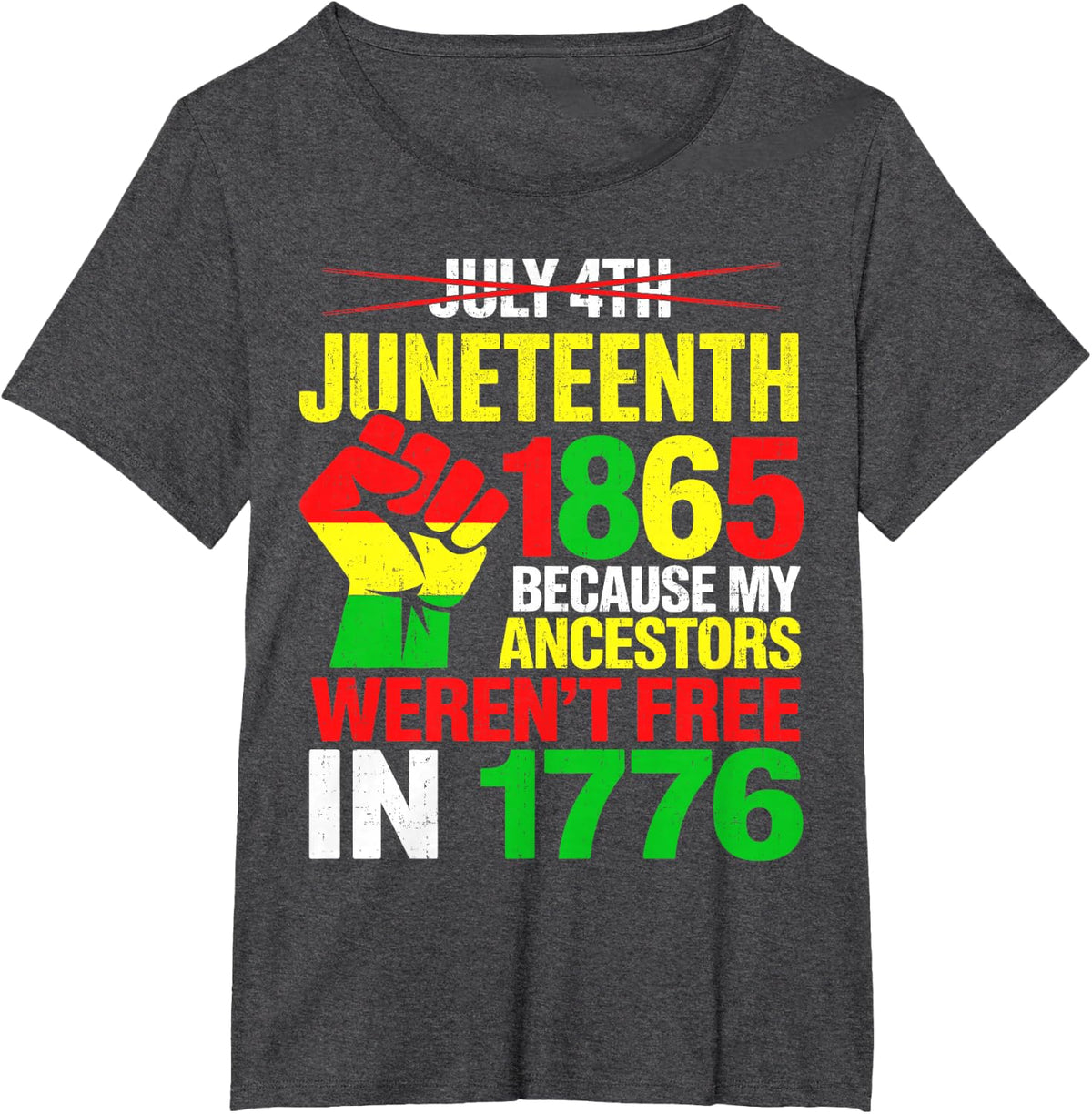 Juneteenth 1865 Because My Ancestors Weren't Free In 1776 T-Shirt Tee - Dark Heather Grey