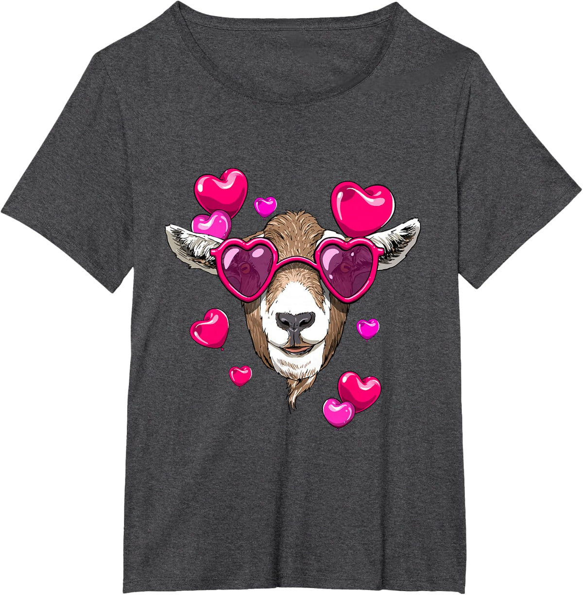 Valentines Goat Shirt Farm Animal Face Goat Lover Farmer T-Shirt - Dark Heather Grey