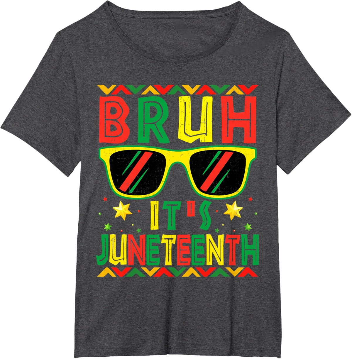 Bruh It's Juneteenth Cute Sunglasses Freedom Day Men Women T-Shirt - Dark Heather Grey