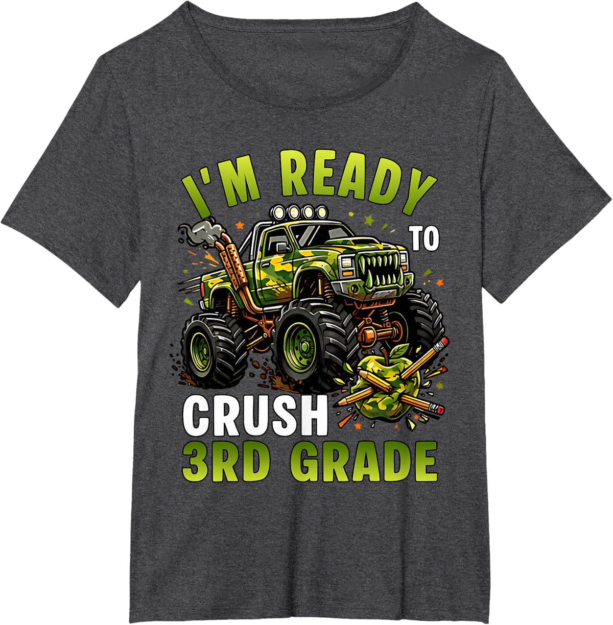I'm Ready to Crush 3rd Grade Truck First Day of School Boys T-Shirt - Dark Heather Grey