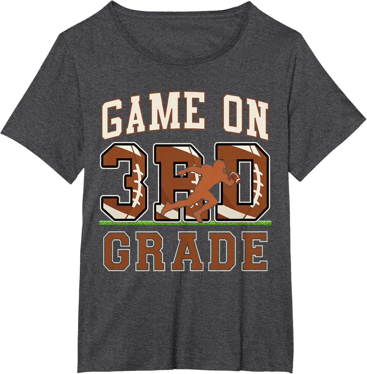 First Day of 3rd Grade Shirt Boys Football Game On Third Grade Tee T-Shirt - Dark Heather Grey