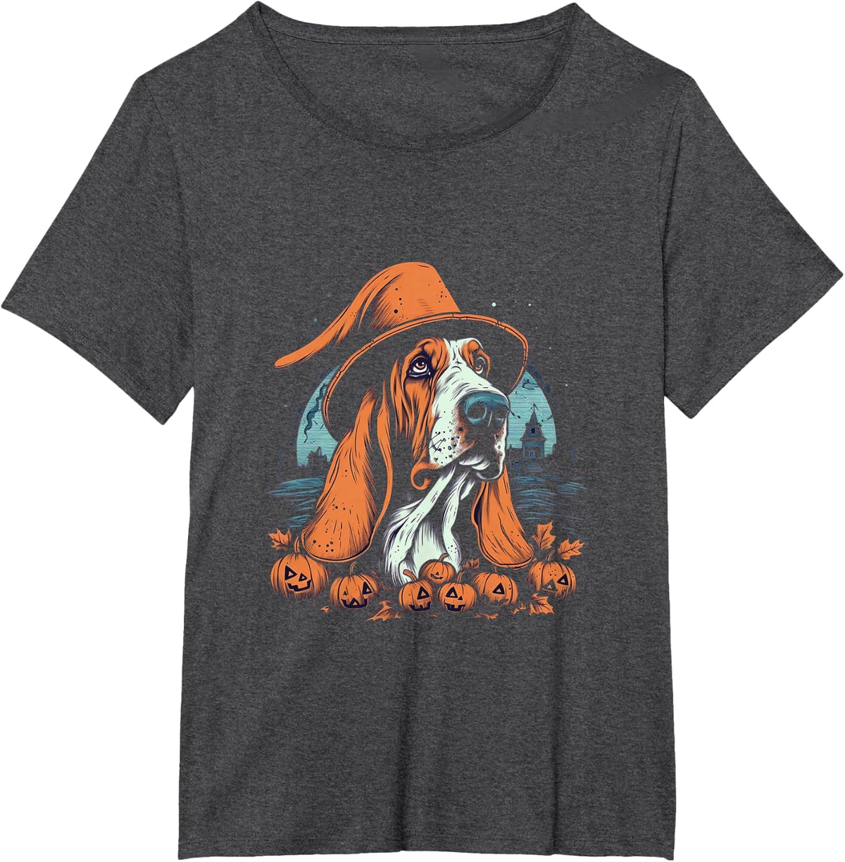 Basset Hound Witch Halloween Costume Dog Lover Puppy T-Shirt - Dark Heather Grey