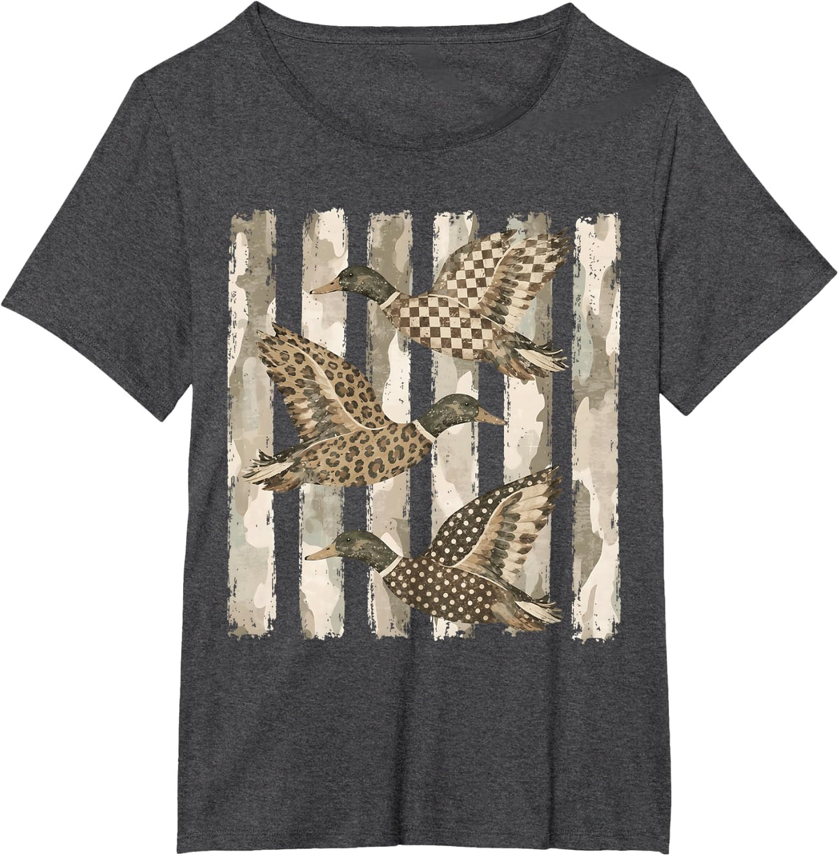 Camo Mallard Duck Hunting Retro Fall Design T-Shirt - Dark Heather Grey