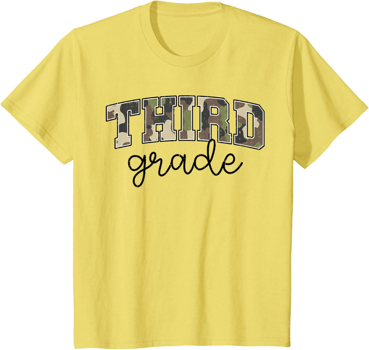 Retro Third Grade Old Camo Back to School Girl Boy 3rd Grade T-Shirt - Lemon Yellow
