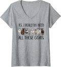 Women's Yes I Really Do Need All These Goats Funny Farmer Animal V-Neck T-Shirt - Heather Grey