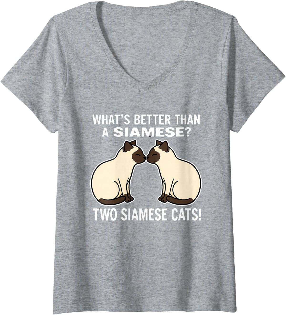 Women's Funny Saying Whats Better Than Siamese Two Siamese Cats V-Neck T-Shirt - Heather Grey
