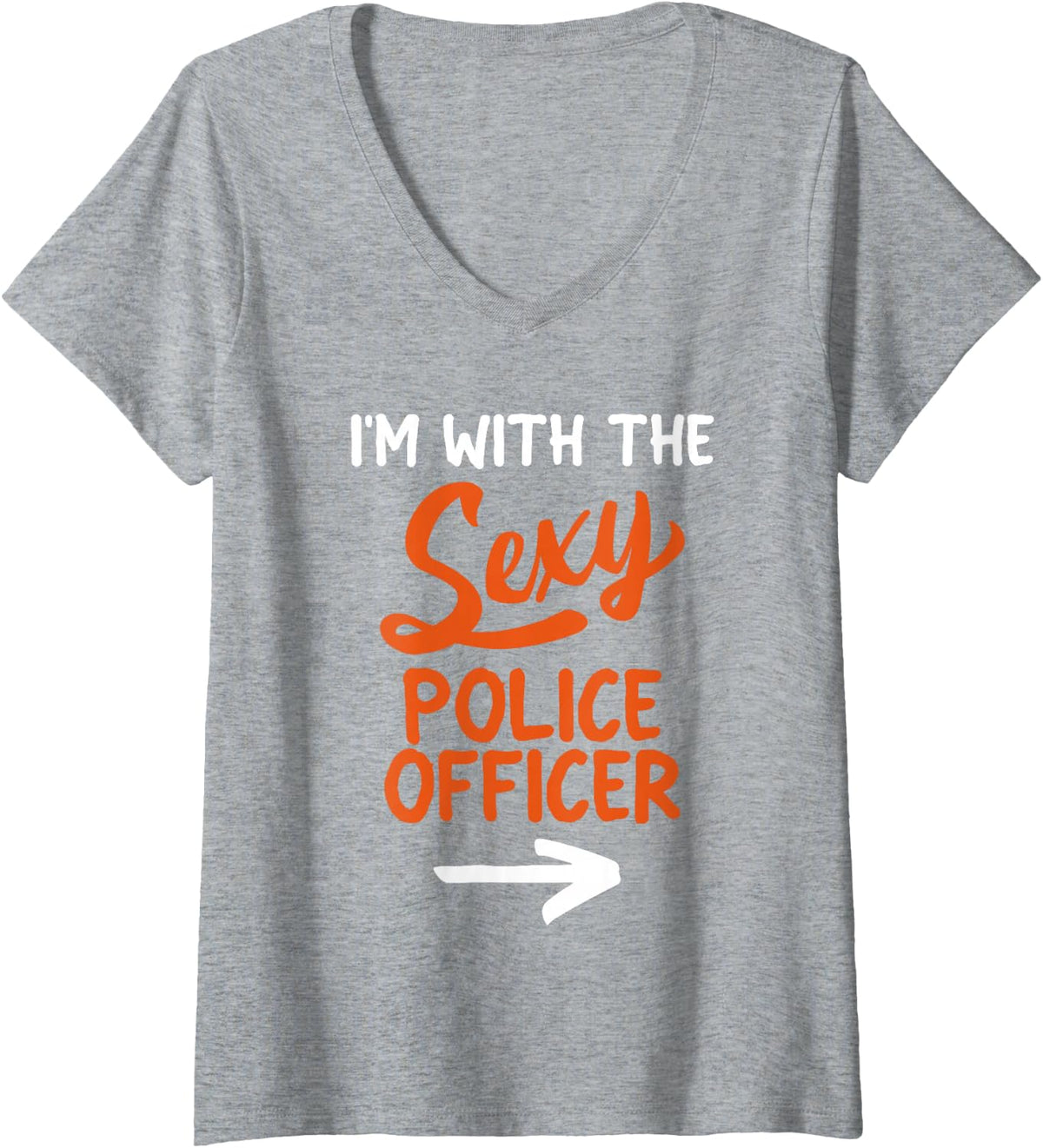 Women's Lazy Halloween Costume for Couple I'm with The Sexy Police V-Neck T-Shirt - Heather Grey