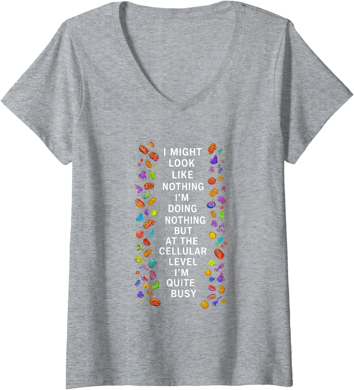 Women's Funny Saying Might Look Like Im Doing Nothing V-Neck T-Shirt - Heather Grey