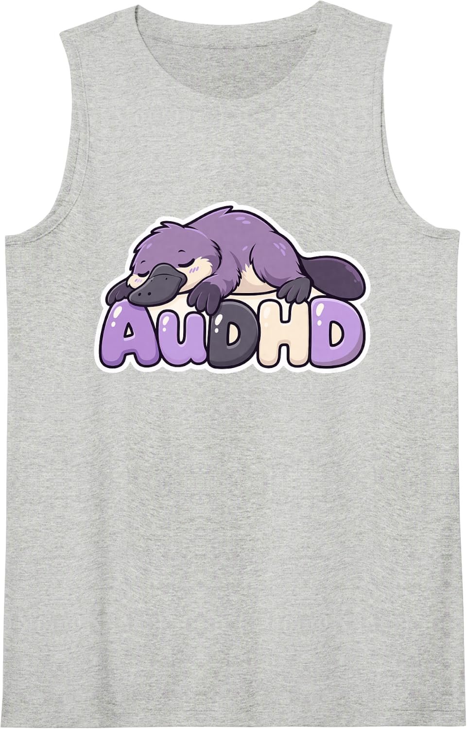 AuDHD Platypus Autism ADHD Neurodivergent Sleeveless Tank Top - Heather Grey