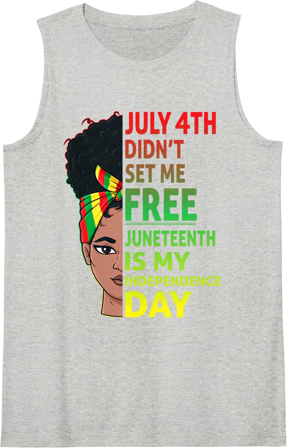 Women's Juneteenth Black Queen 1865 Freedom Sleeveless Tank Top - Heather Grey